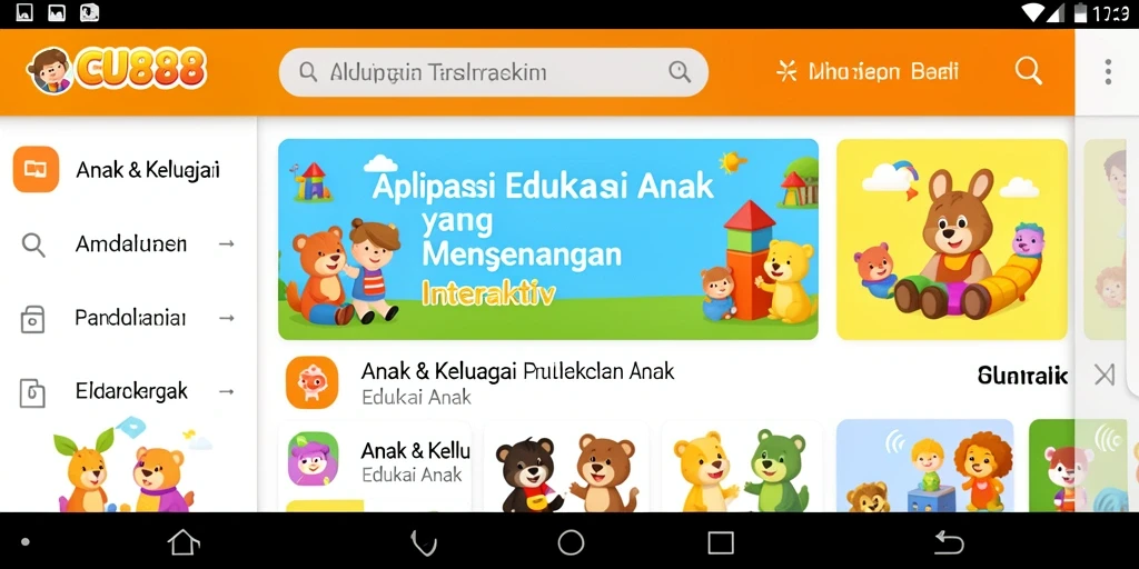 Antarmuka aplikasi CU888 tampil menarik dan mendidik untuk anak-anak.
