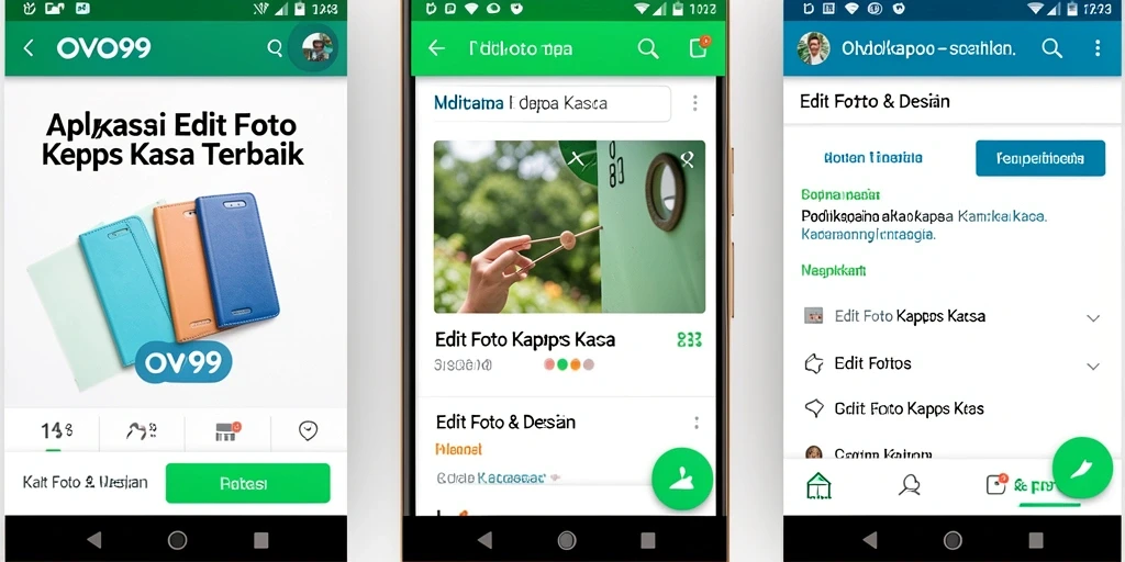 Antarmuka OVO99 menampilkan fitur Edit Foto Kertas Kaca yang memukau.