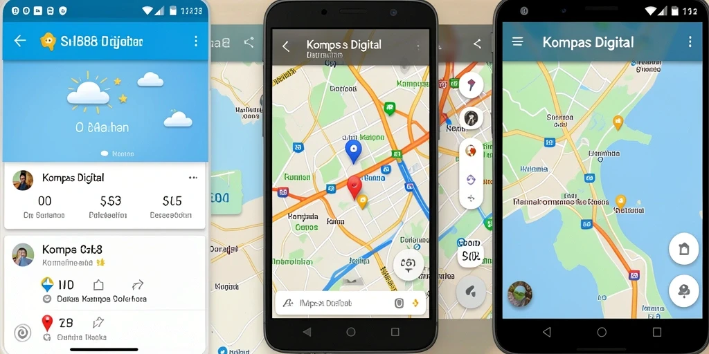 Antarmuka aplikasi Kompas Digital SHE888 yang intuitif dan informatif.