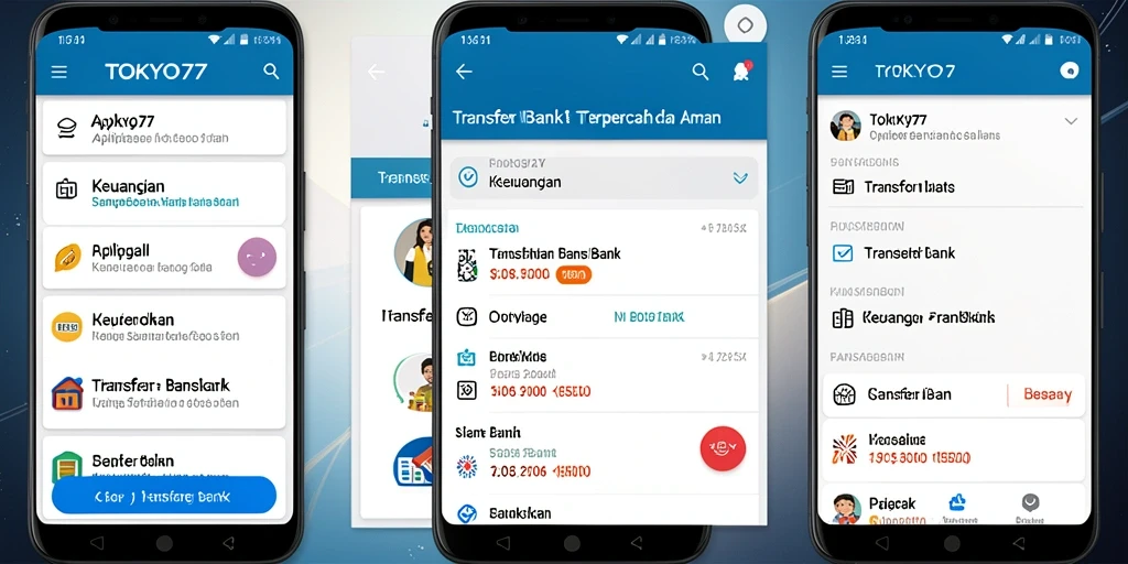 Antarmuka TOKYO77 memudahkan proses transfer bank.