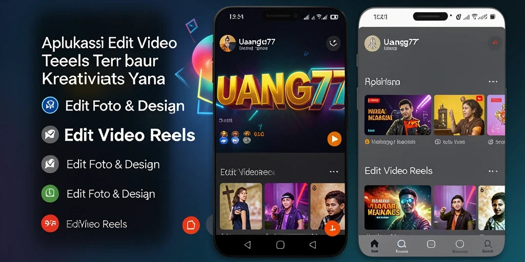 Tampilan antarmuka UANG77 saat mengedit video reels yang menarik.