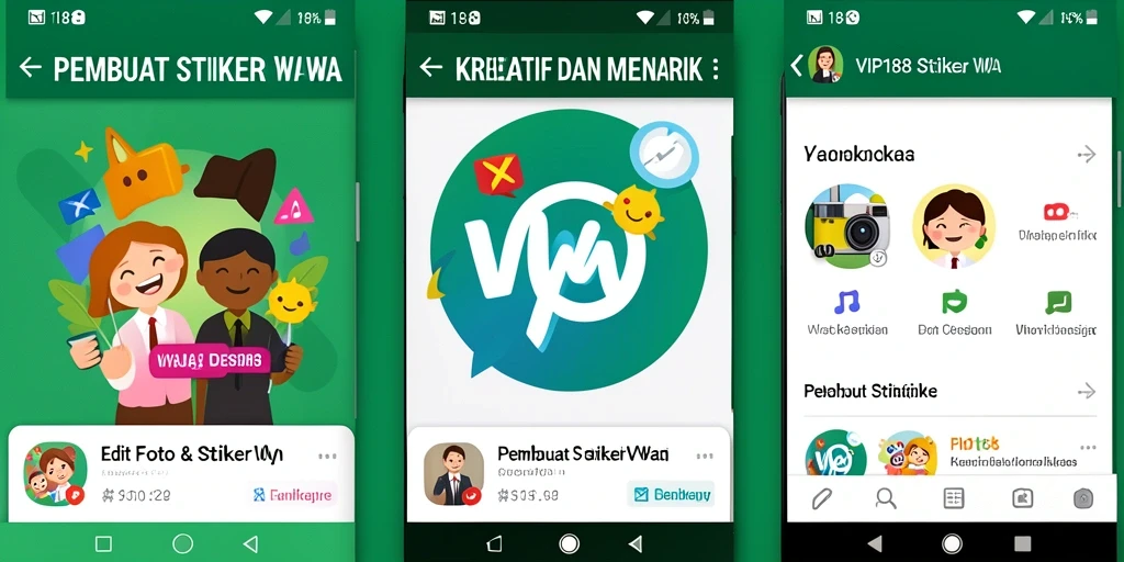 Antarmuka aplikasi VIP188 untuk membuat stiker WA yang menarik.