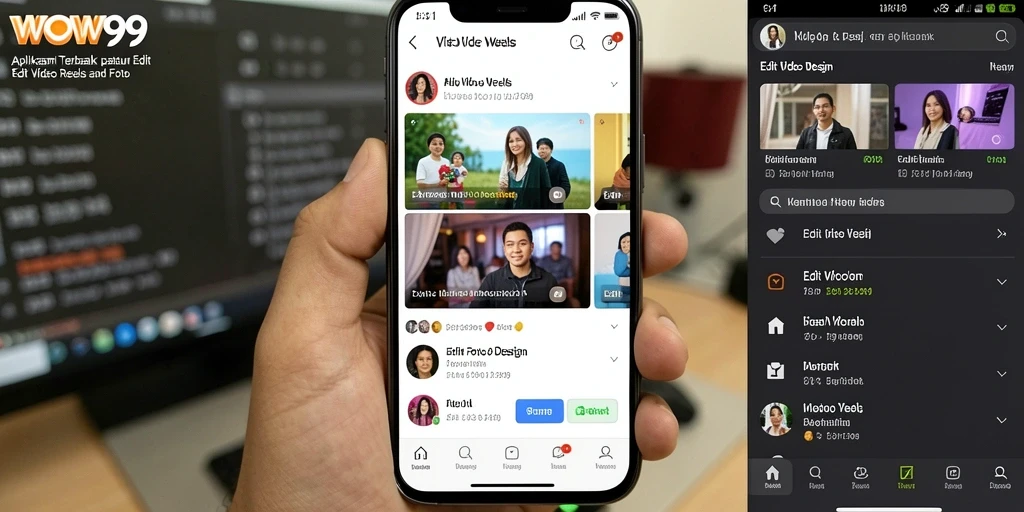 Tampilan antarmuka WOW99 yang intuitif untuk Edit Video Reels.